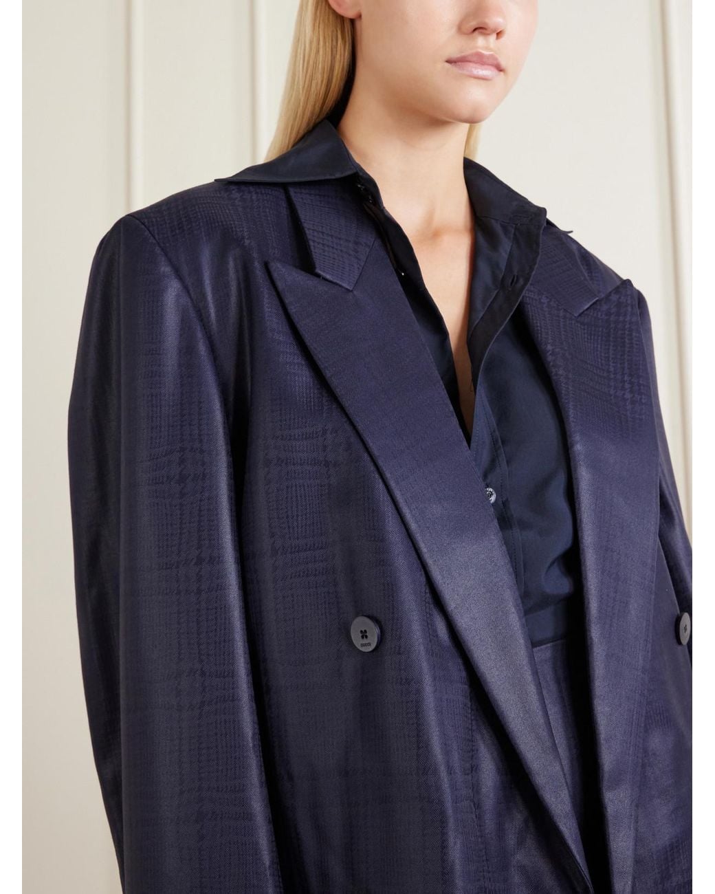 Gucci Blue Prince Of Wales Wool-Chintz Blazer