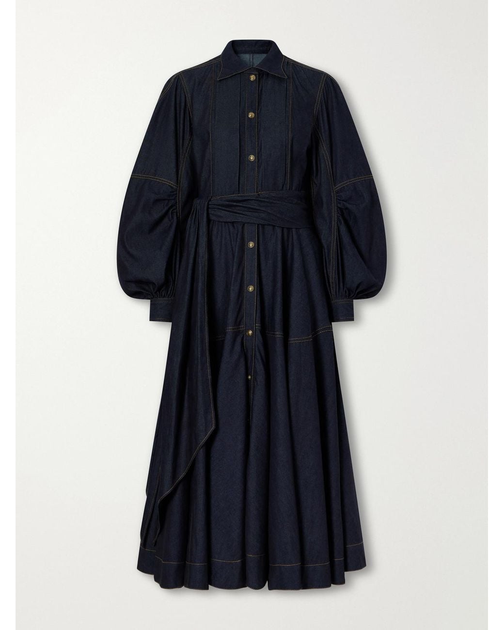 Zimmermann Blue Belted Denim Midi Dress