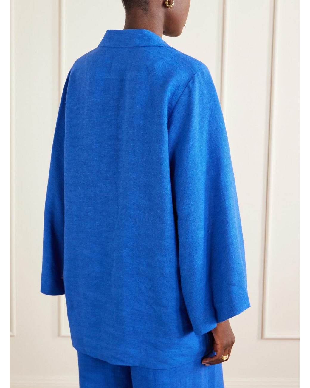 Lisa Marie Fernandez Blue Tie-Detailed Woven Tunic