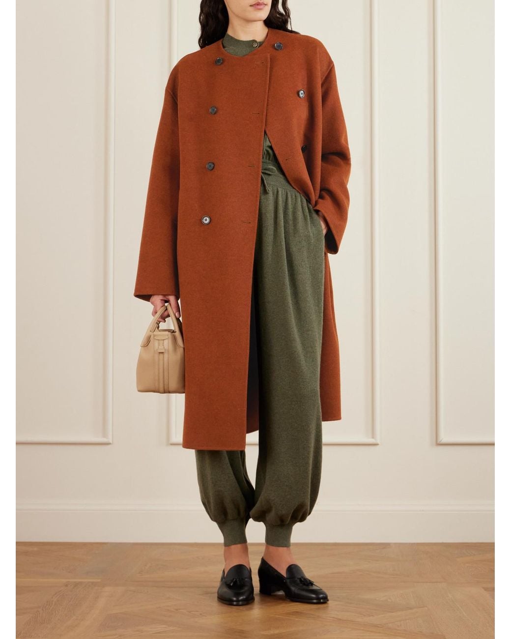Loro Piana Brown Boris Double-Breasted Cashmere Coat