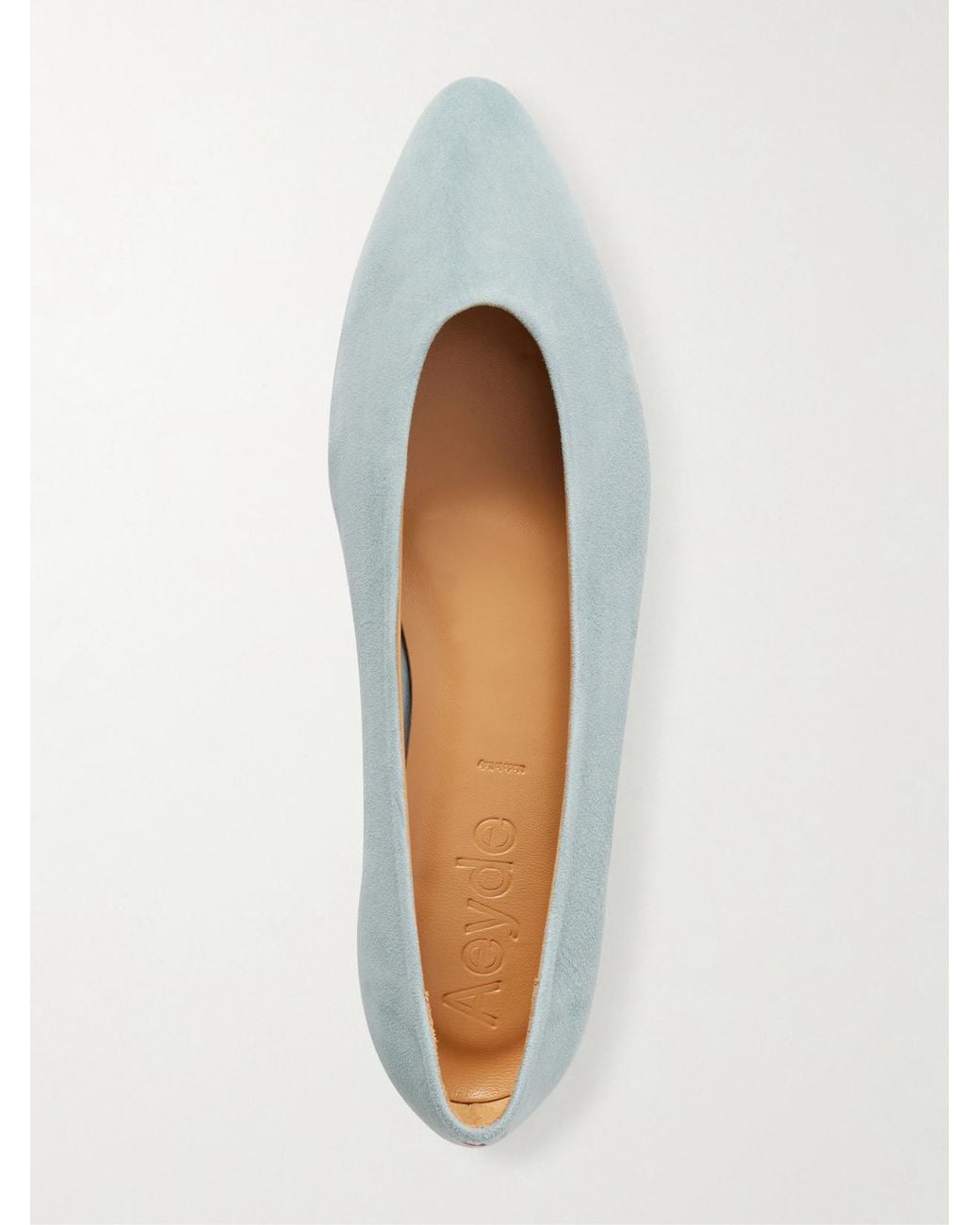 Aeyde White Ellie Suede Ballet Flats