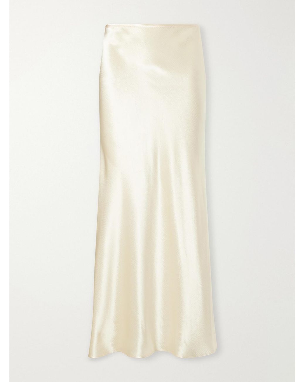 FFORME White Cori Satin Midi Skirt