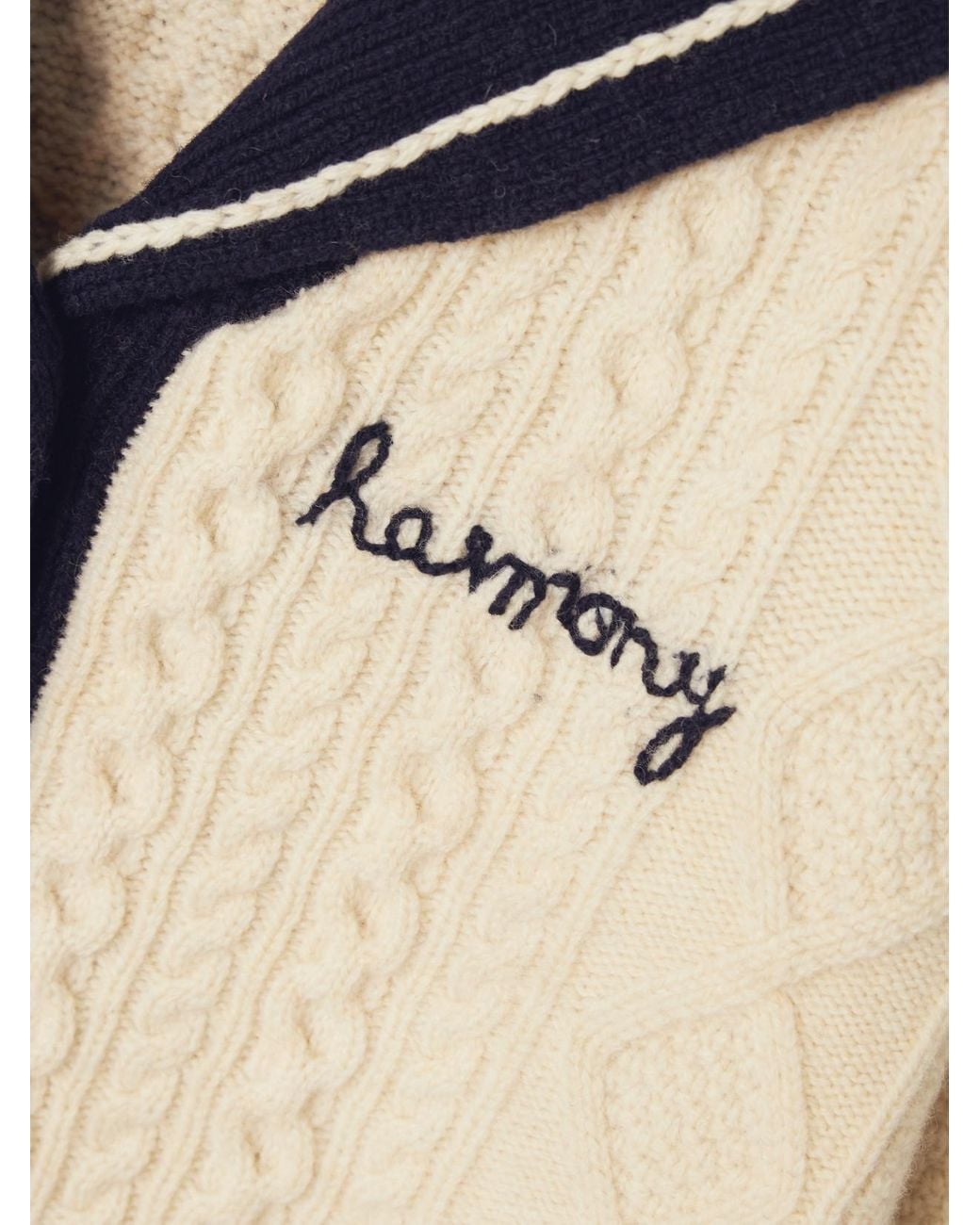 Sea Natural Maren Embroidered Cable-Knit Wool Cardigan