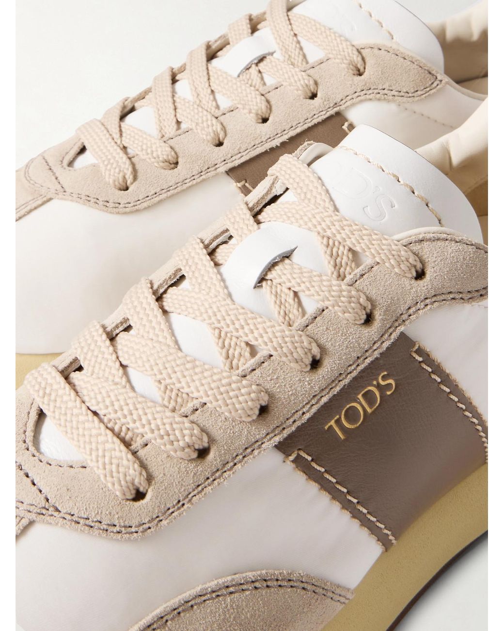 Tod's Natural Sportivo Active Leather And Suede Sneakers