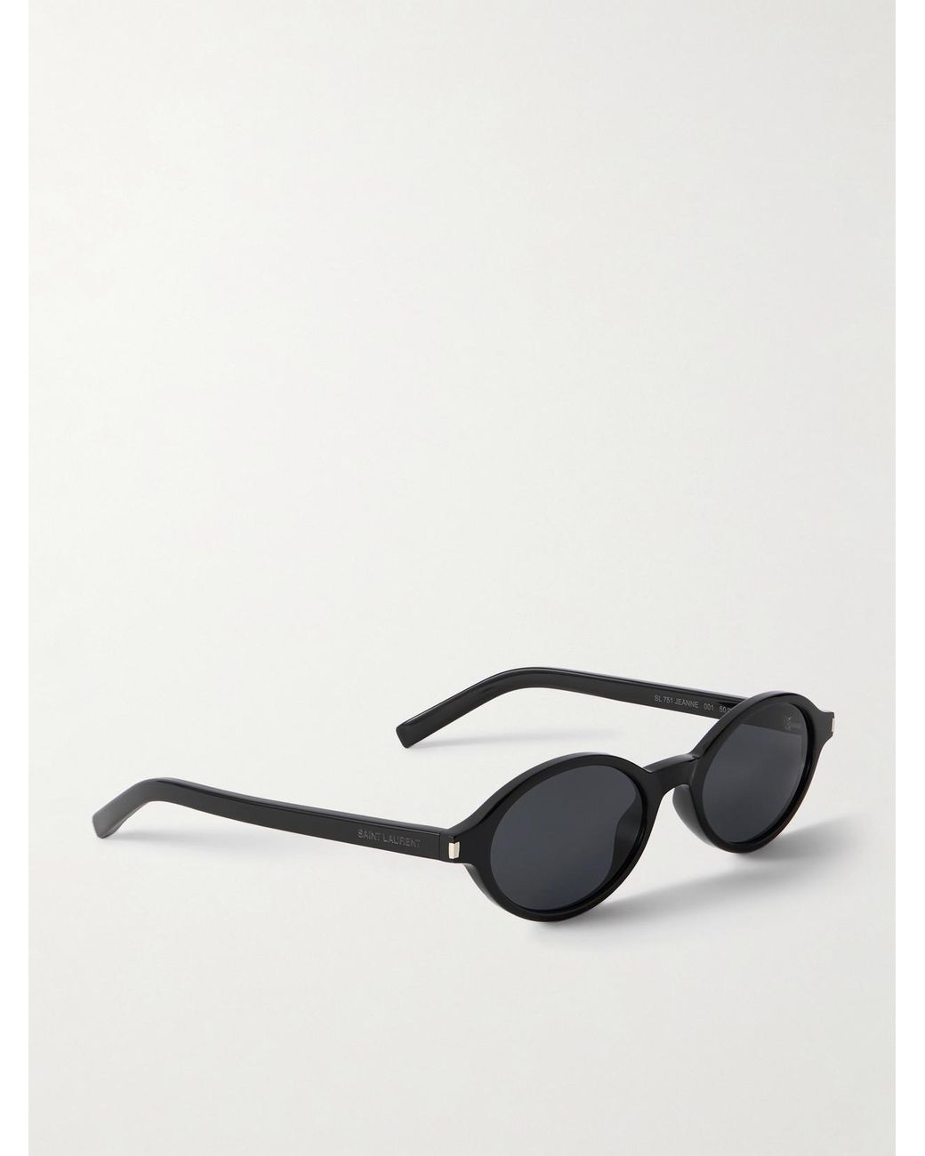 Saint Laurent Black Oval-Frame Acetate Sunglasses