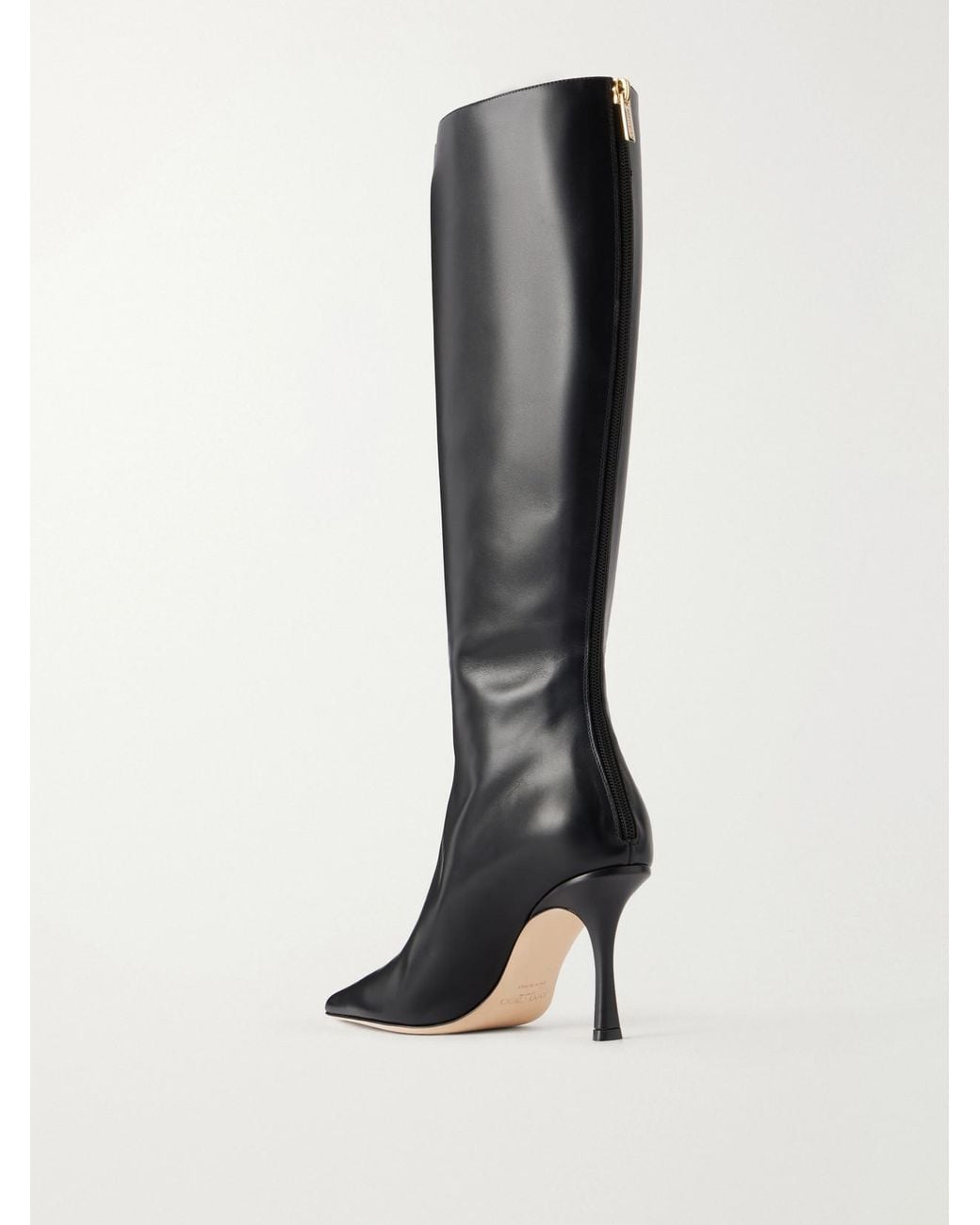 Jimmy Choo Black Agathe 85 Leather Knee Boots