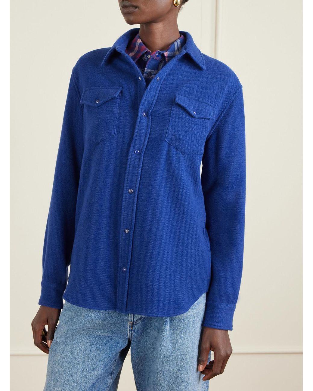 God's True Cashmere Blue Cashmere Shirt