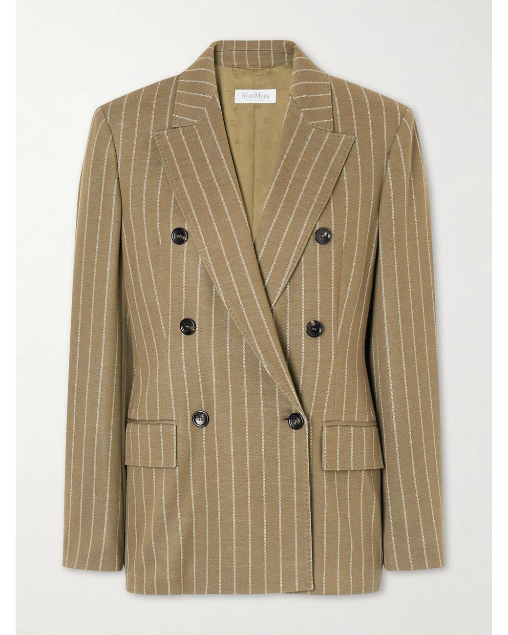Max Mara Natural Balta Double-Breasted Striped Jersey Blazer