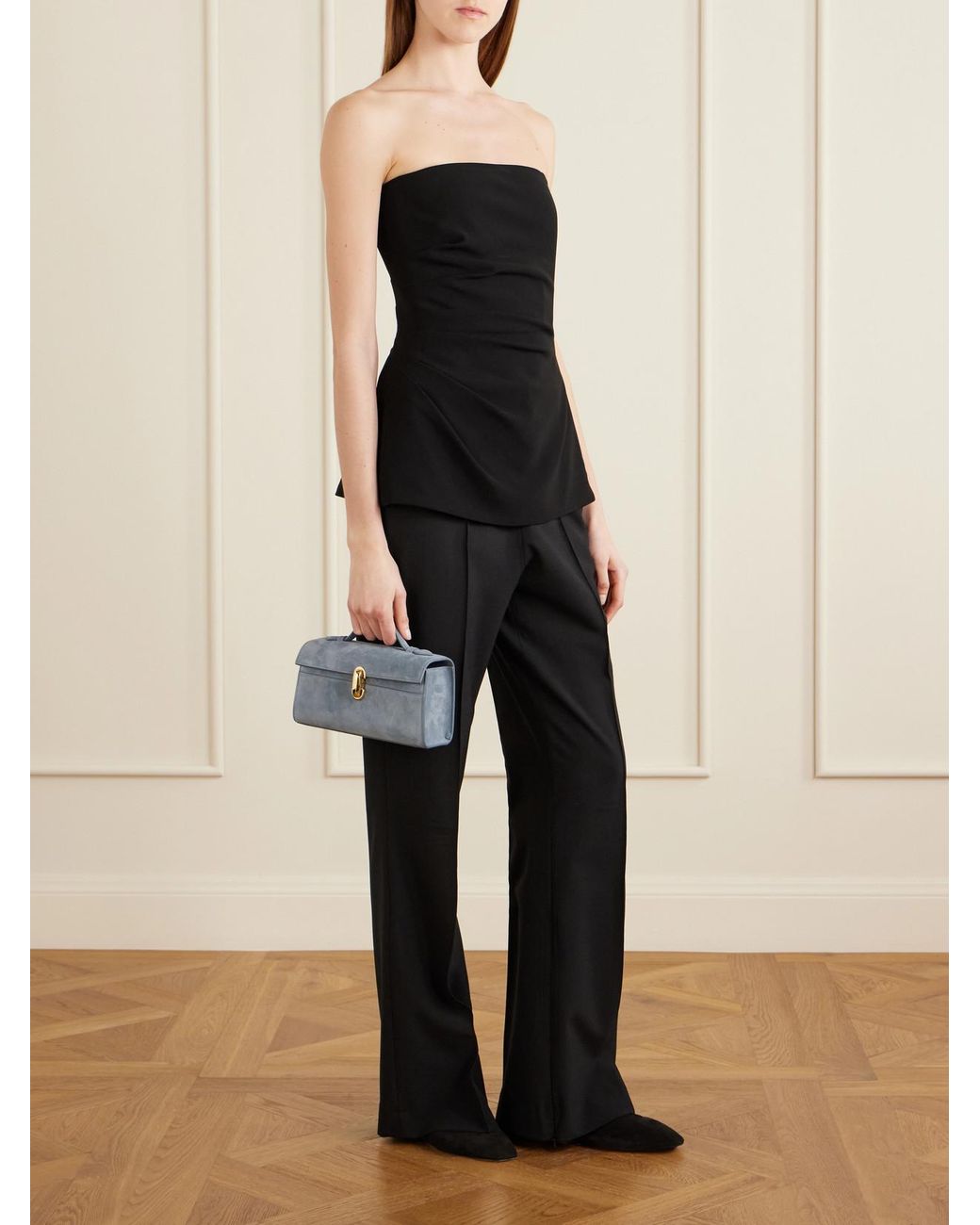 SAVETTE Blue Symmetry Pochette Suede Tote