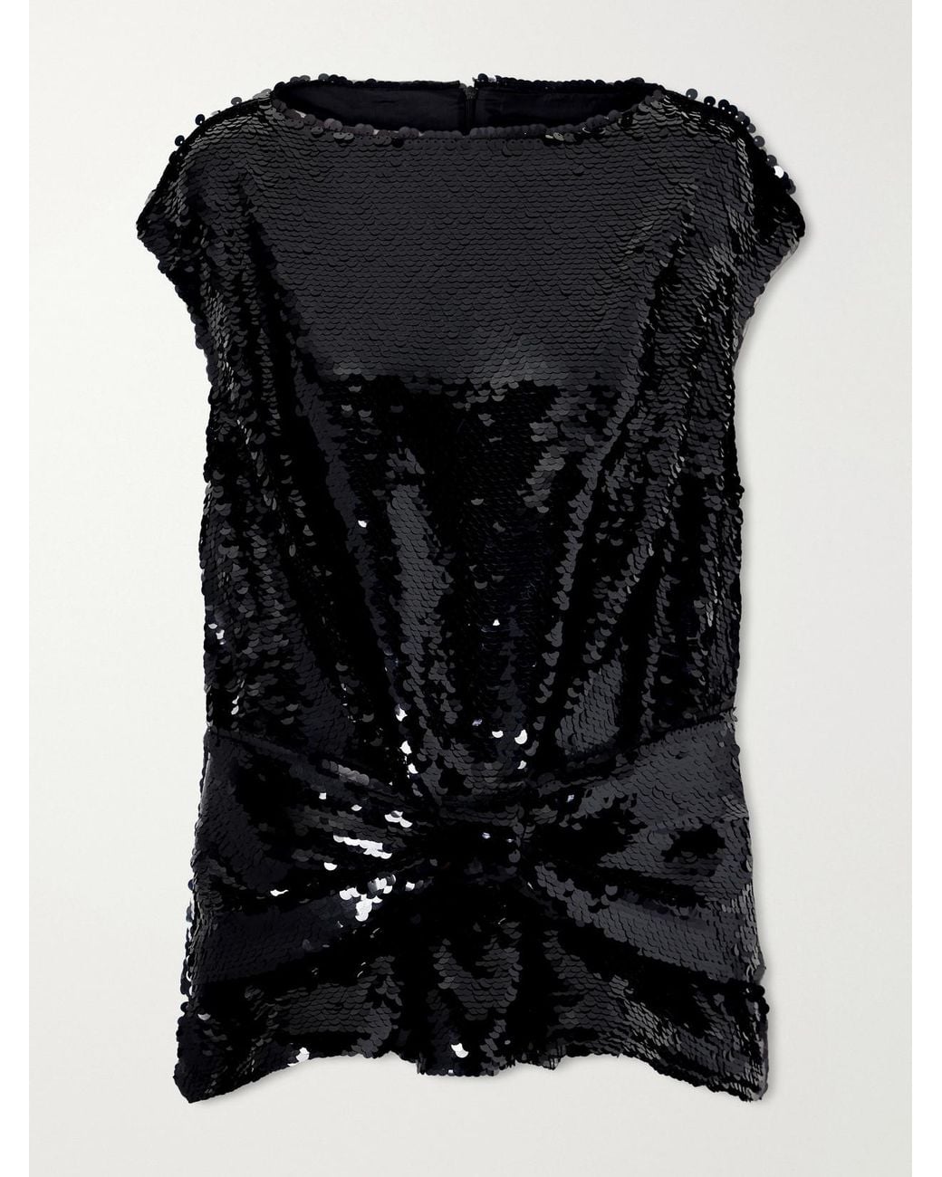 Simone Rocha Black Bow-Detail Sequin-Embellished Mesh Blouse