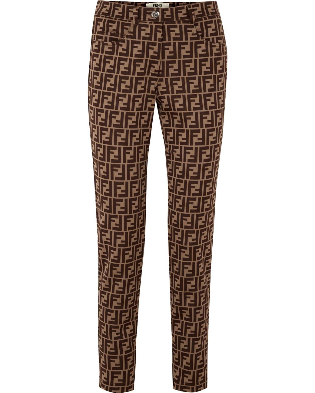 FENDI Logo Print Pants (Trousers) Brown 42