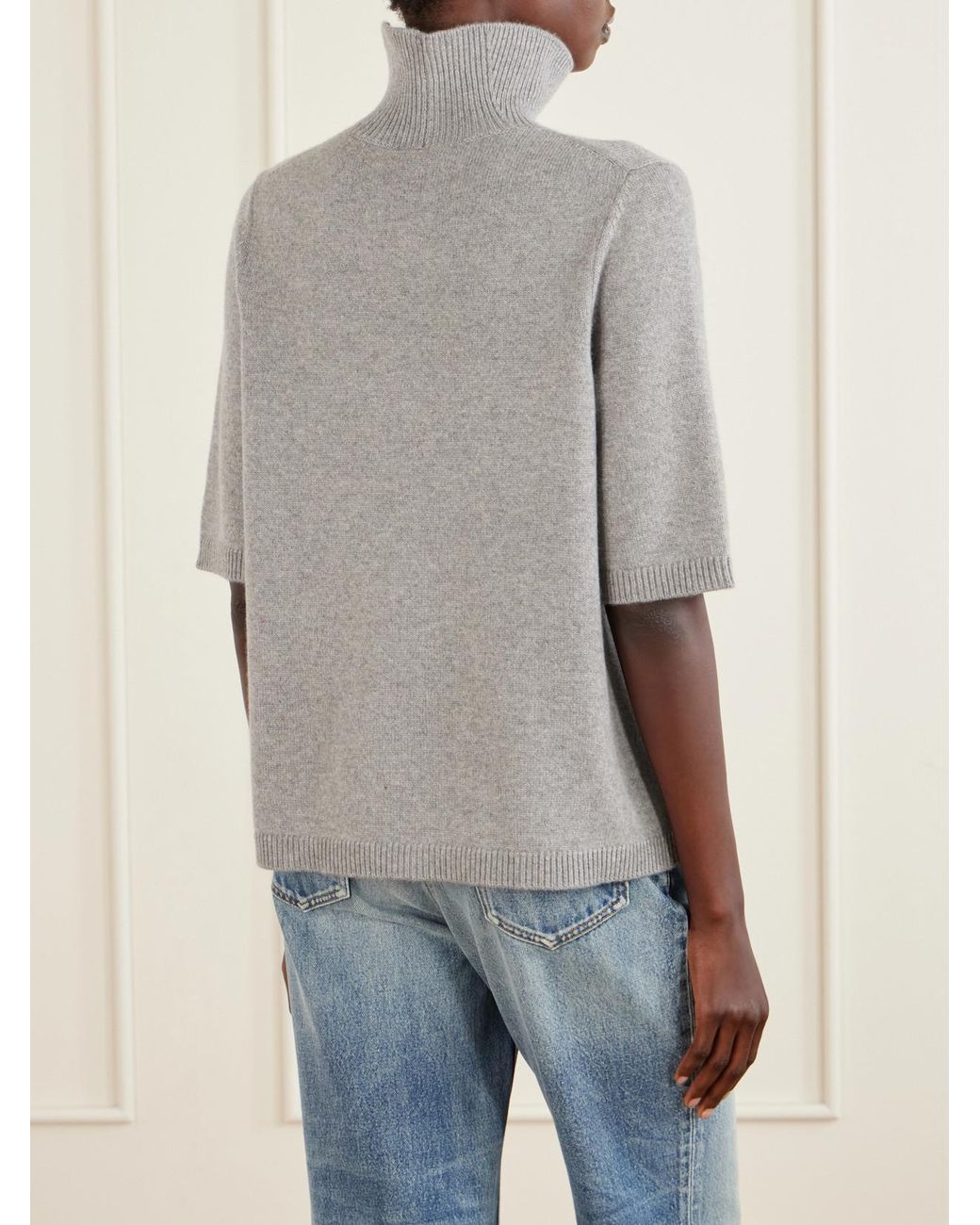 Alaïa Gray Cashmere-Blend Turtleneck Sweater