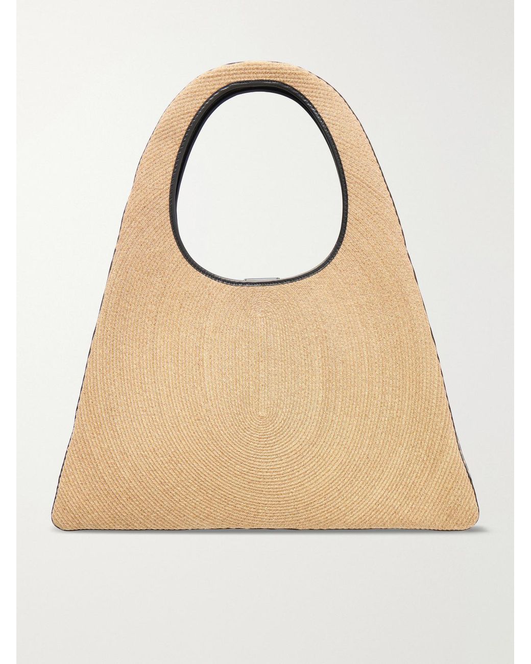 Alaïa Natural Leather-Trimmed Paper Straw Shoulder Bag