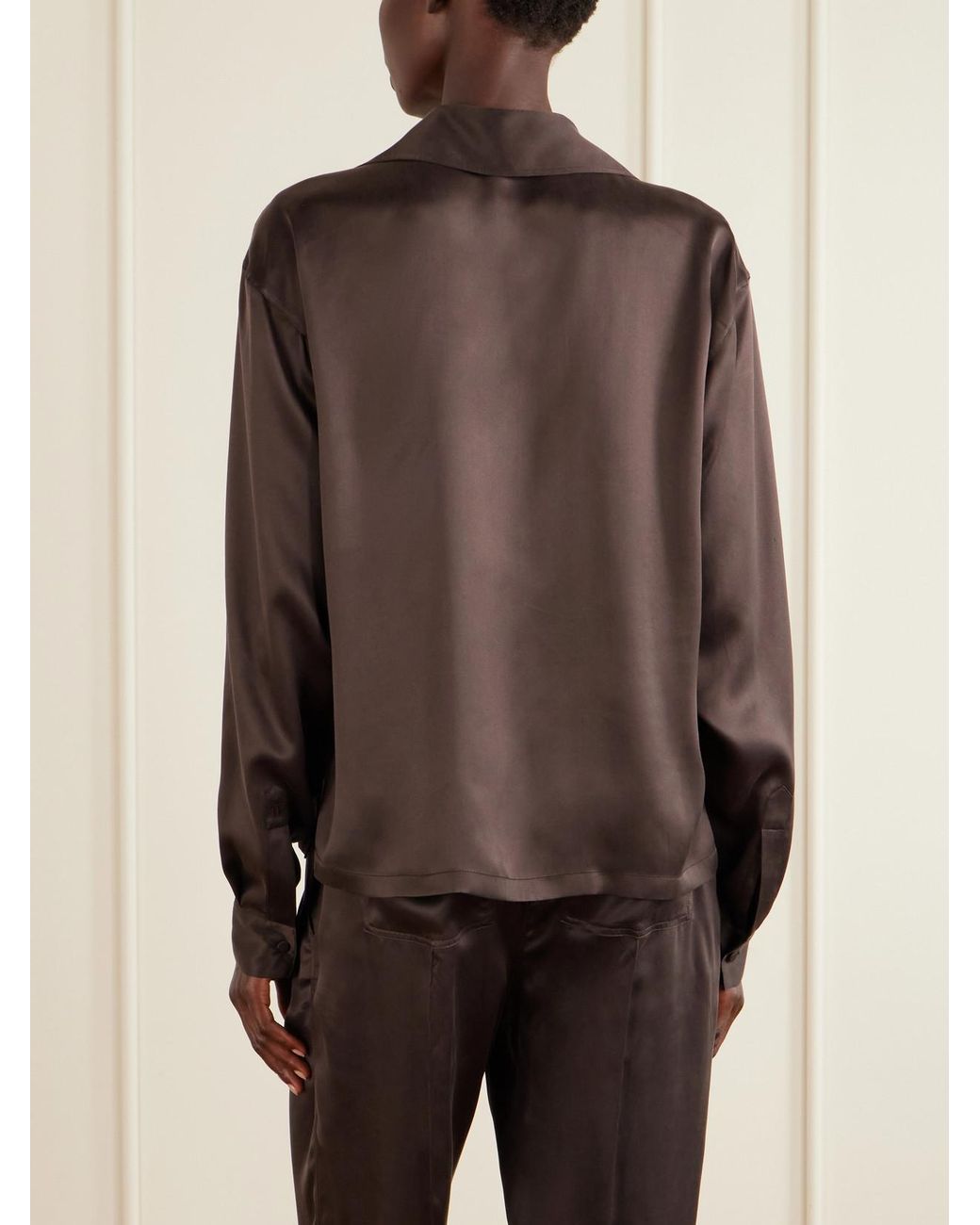 Tom Ford Brown Silk-Satin Blouse
