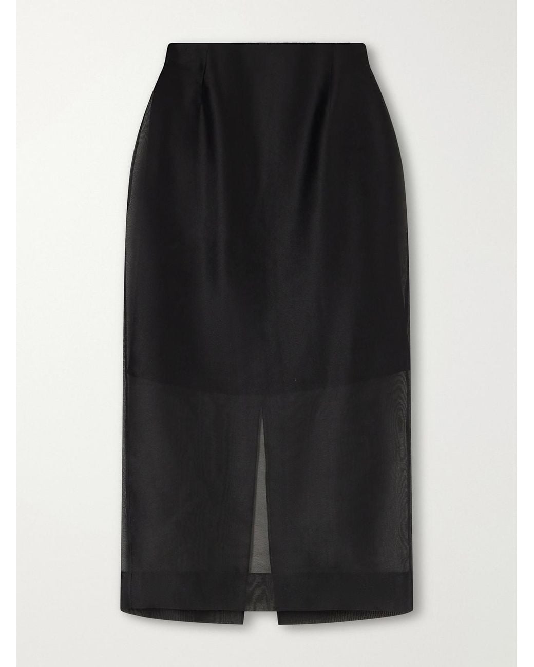 Carolina Herrera Black Silk-Organza Midi Skirt