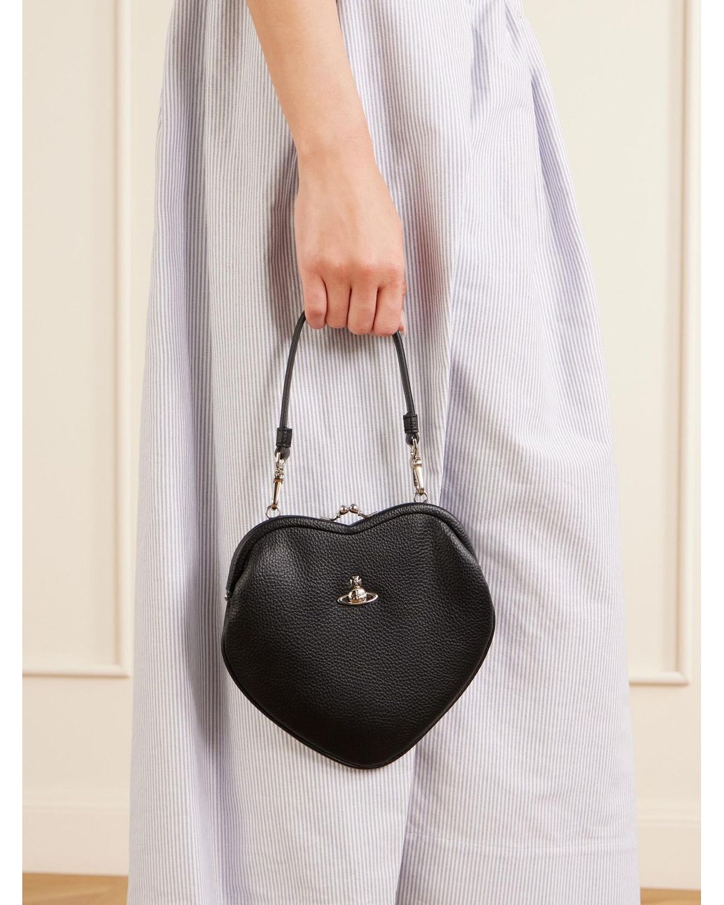 Vivienne Westwood Black Belle Heart Logo-Appliquéd Leather-Effect Shoulder Bag
