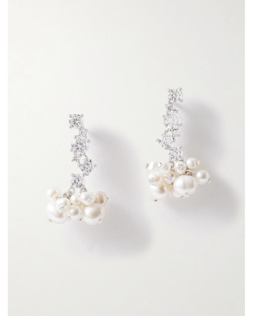 COMPLETEDWORKS White Rhodium-Plated Recycled Pearl And Crystal Earrings