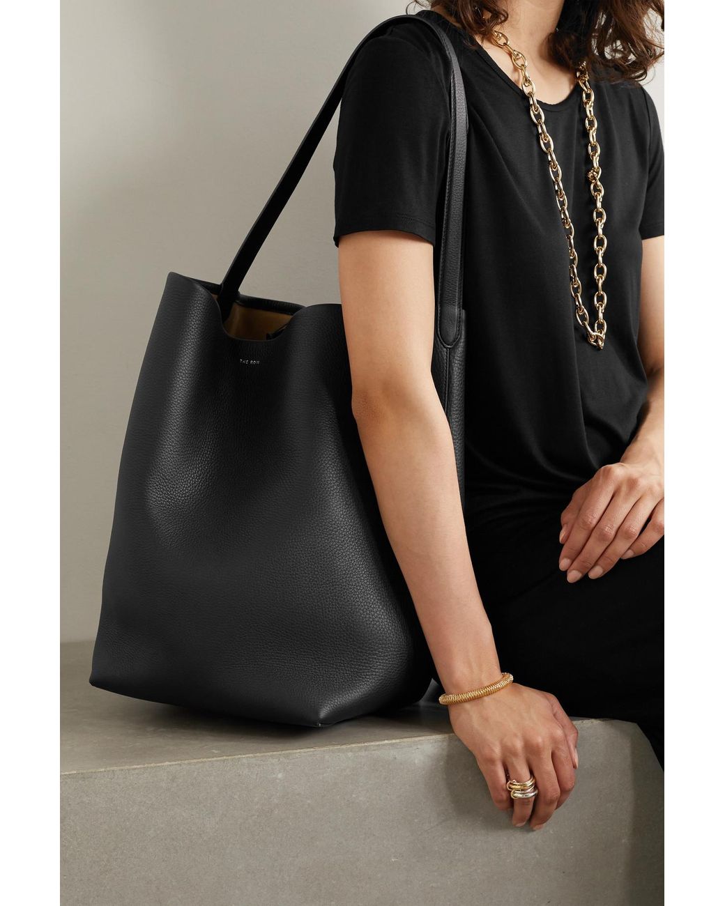 The Row N/s Park Textured-leather Tote in Brown