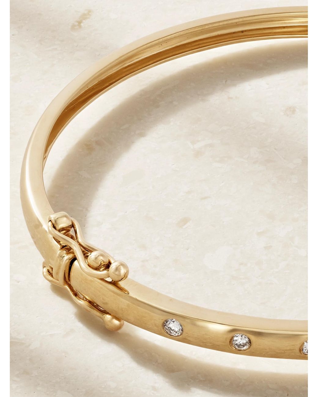 STONE AND STRAND Natural Dainty Together Forever 14-Karat Diamond Bangle