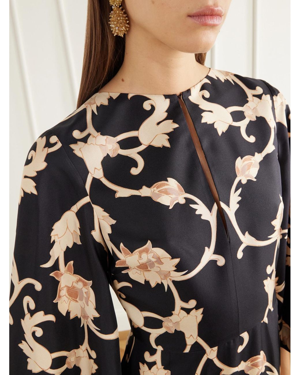 LaDoubleJ White Belle Floral-Print Silk-Twill Maxi Dress