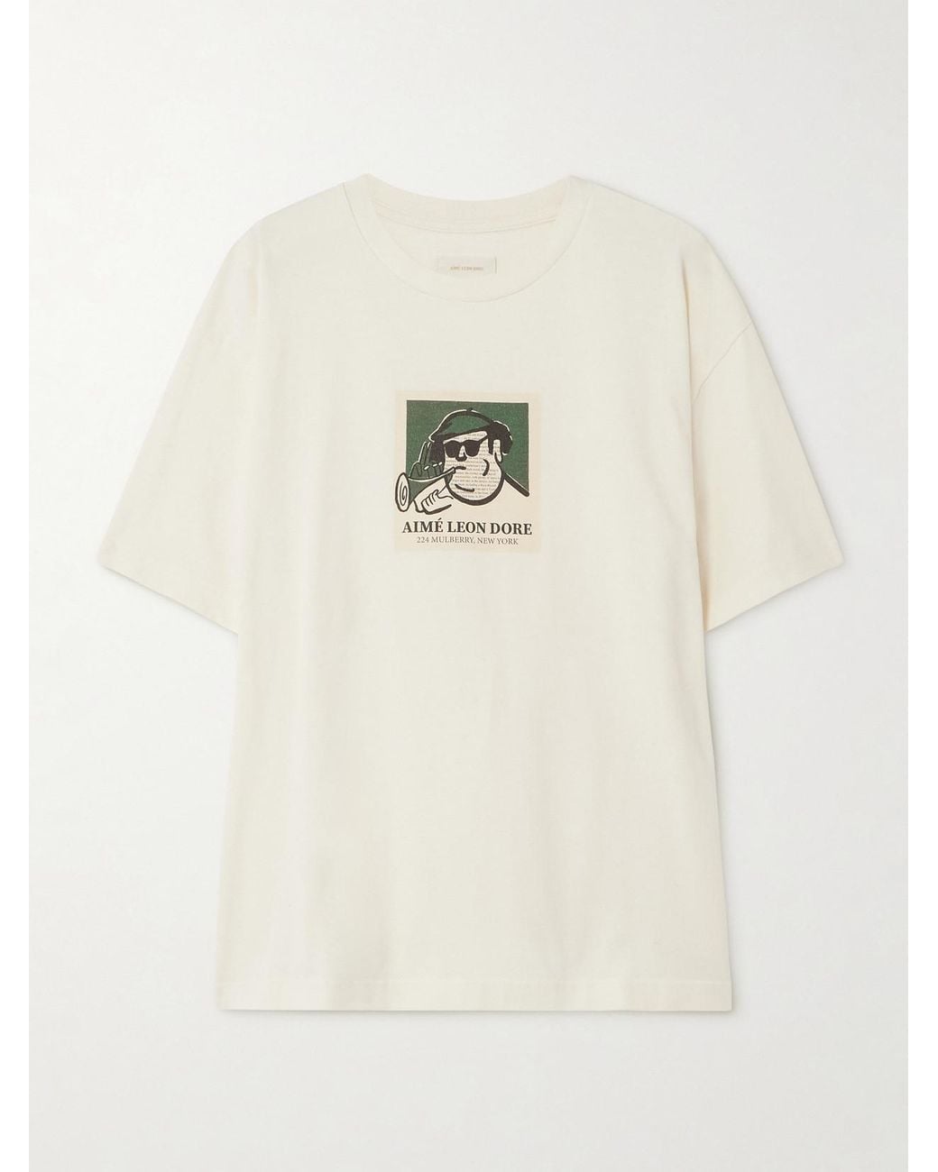 Aimé Leon Dore Musician Printed Cotton-Jersey T-Shirt in Natural