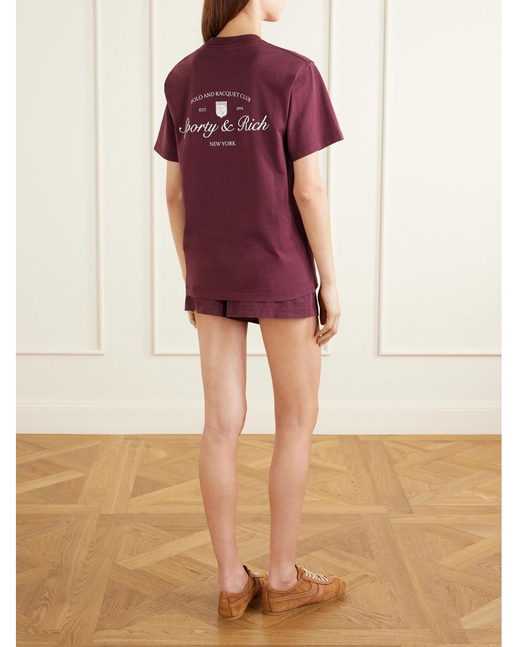 Sporty & Rich Red Syracuse Logo-Print Cotton-Jersey T-Shirt