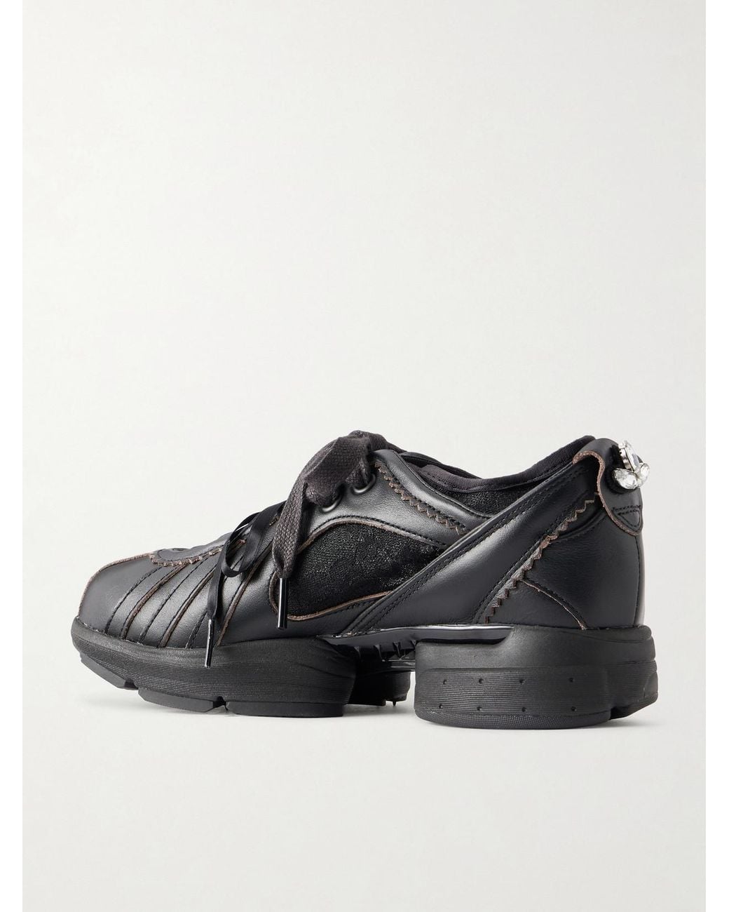 Simone Rocha Black Adidas Originals Clima Embellished Lace-Trimmed Leather Sneakers