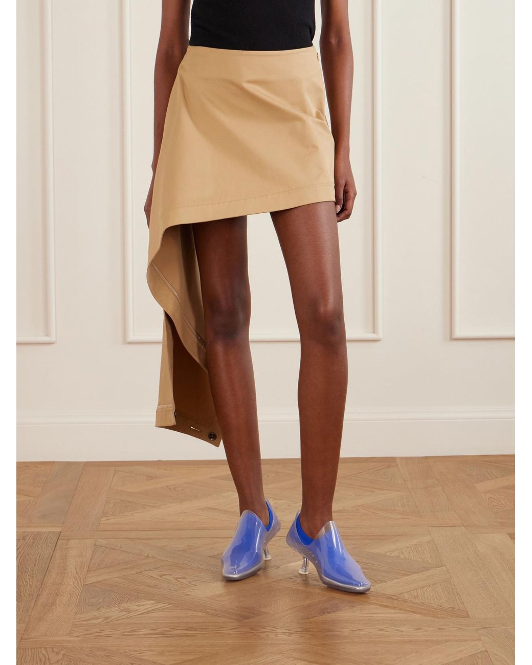 Loewe Natural Asymmetric Cotton And Silk-Blend Mini Skirt
