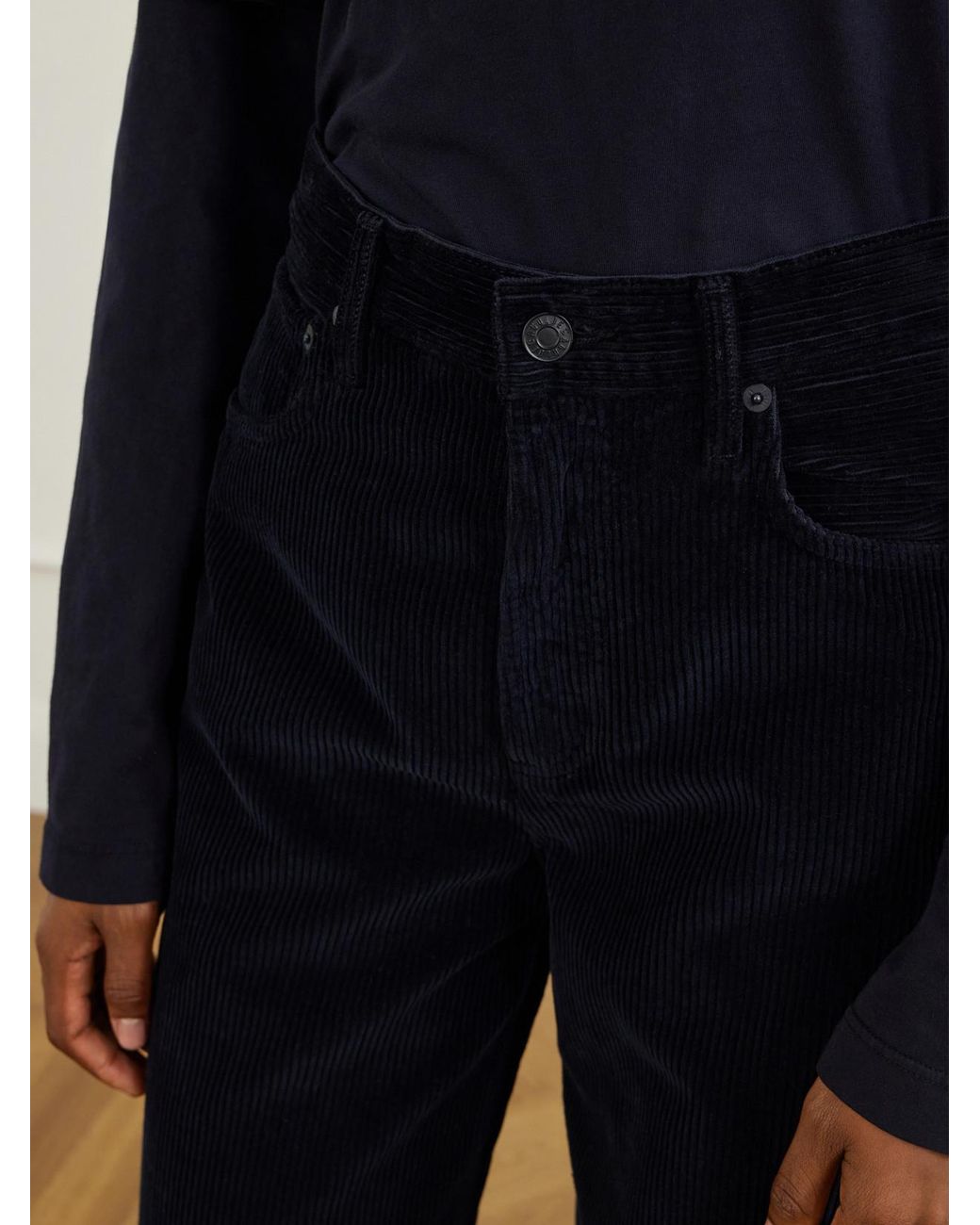 Agolde Blue Ren Cotton-Corduroy High-Waist Wide-Leg Pants