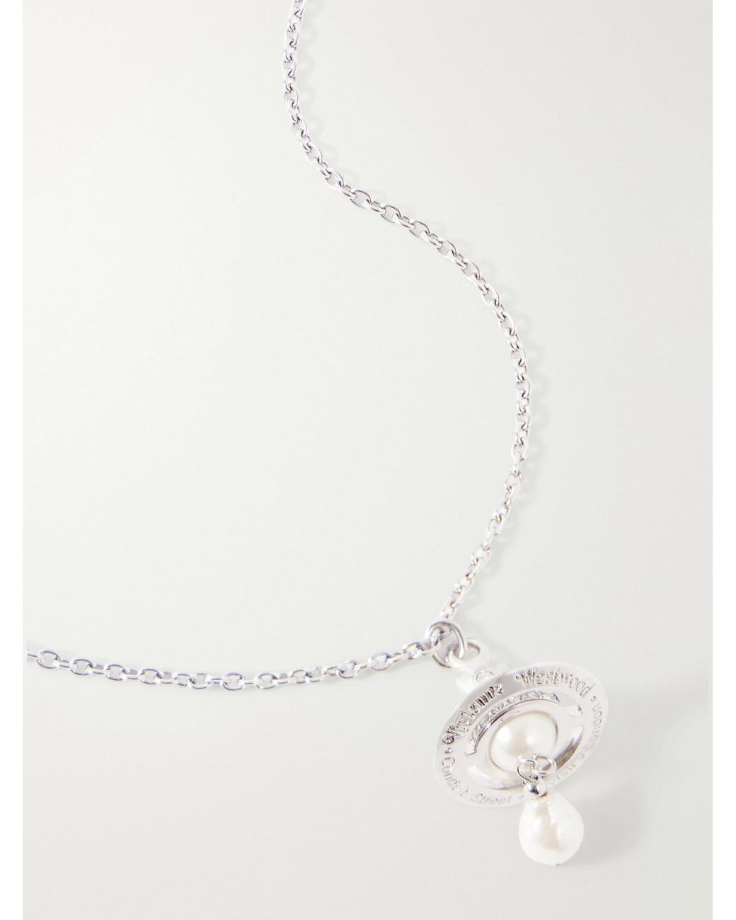 Vivienne Westwood White Aleksa Orb-Detailed Pearl-Effect-Tone Necklace