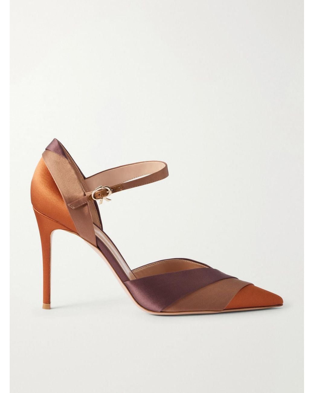 Gianvito Rossi Brown 95 Crepe-Satin Pumps