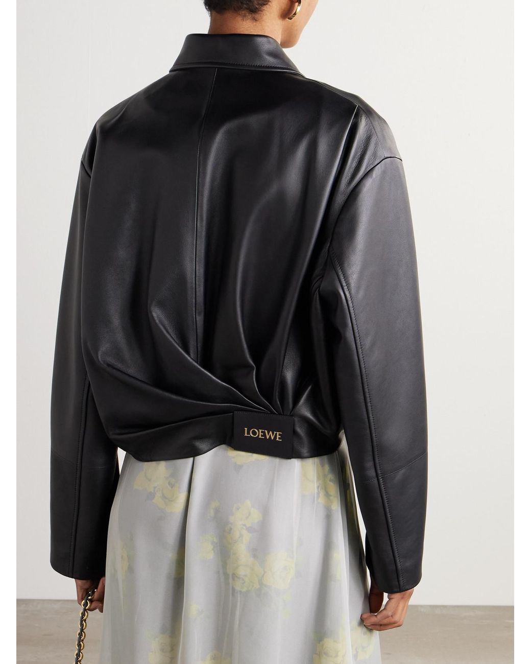 Loewe Black Gathered Leather Jacket