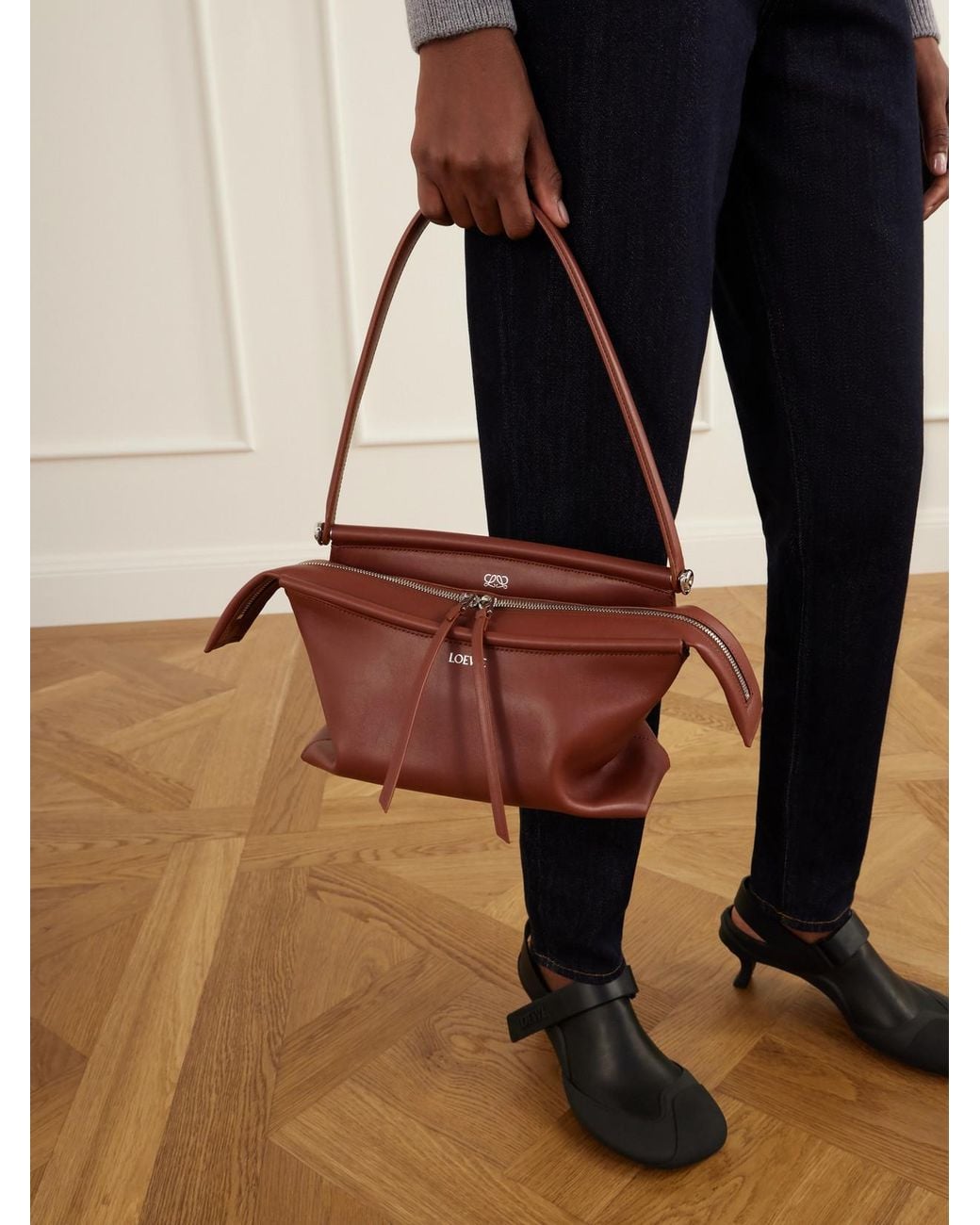 Loewe Red Whisker Leather Shoulder Bag