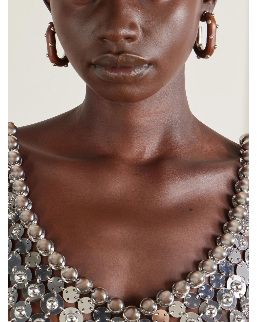 Rabanne White Embellished-Tone Earrings