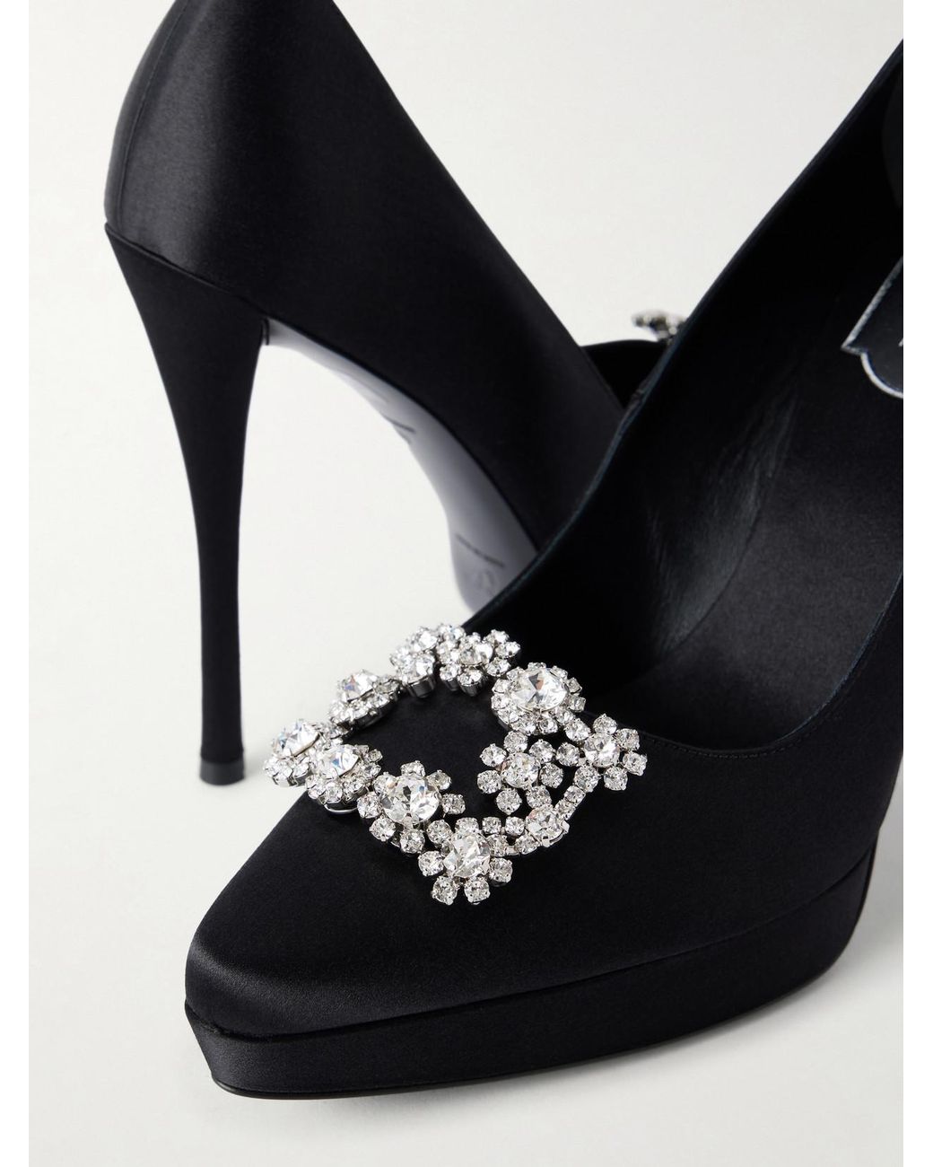 Roger Vivier Blue 120 Embellished Satin Pumps