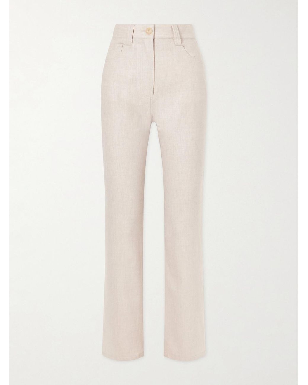 Khaite Natural Callum Stretch Wool And Cashmere-Blend Straight-Leg Pants