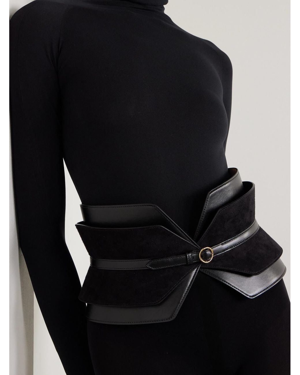 Alaïa Black Leather And Suede Waist Belt