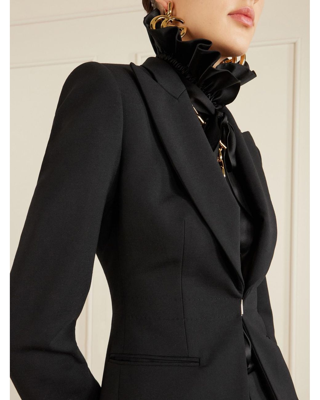 Gucci Black Wool-Blend Blazer