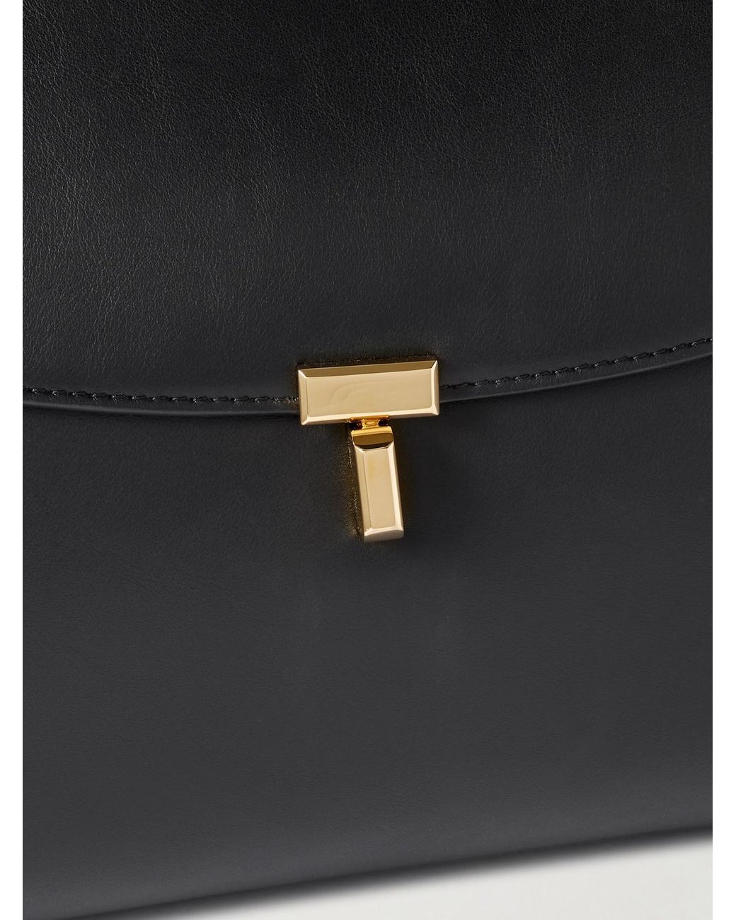 Totême Black T-Lock Large Leather Shoulder Bag