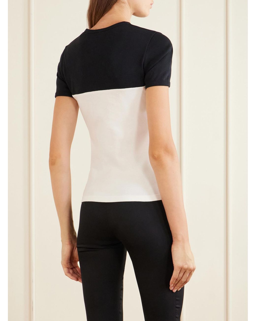Courreges Black Slash Contrast Logo-Embroidered Cut-Out Cotton T-Shirt