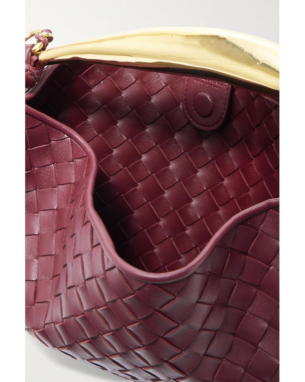 Bottega Veneta Pink Sardine Small Intrecciato Leather Shoulder Bag With Chain