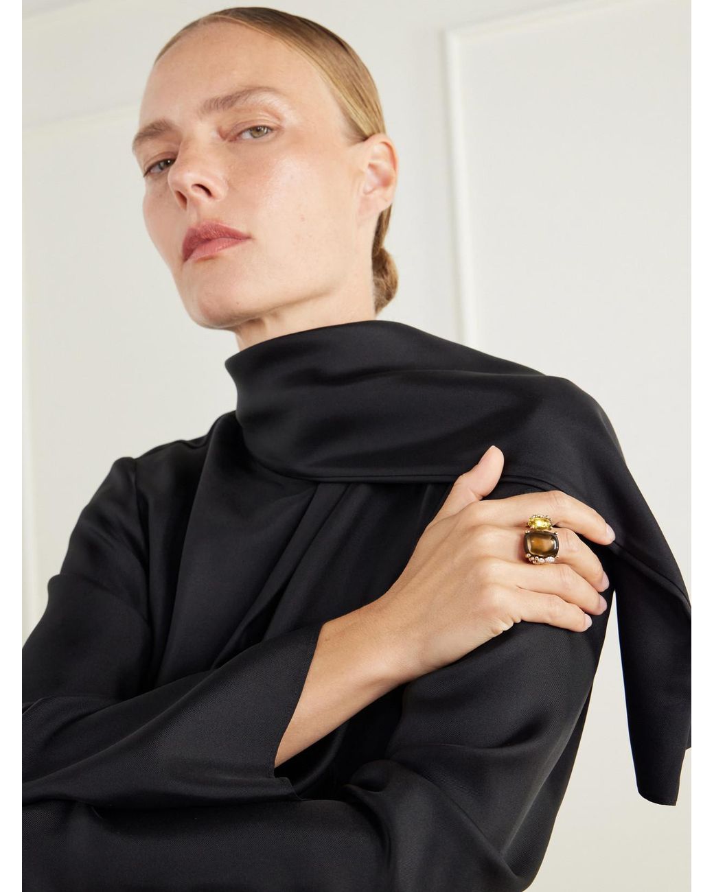 Ole Lynggaard Copenhagen Natural Boho 18-Karat, Quartz, Tourmaline And Diamond Ring