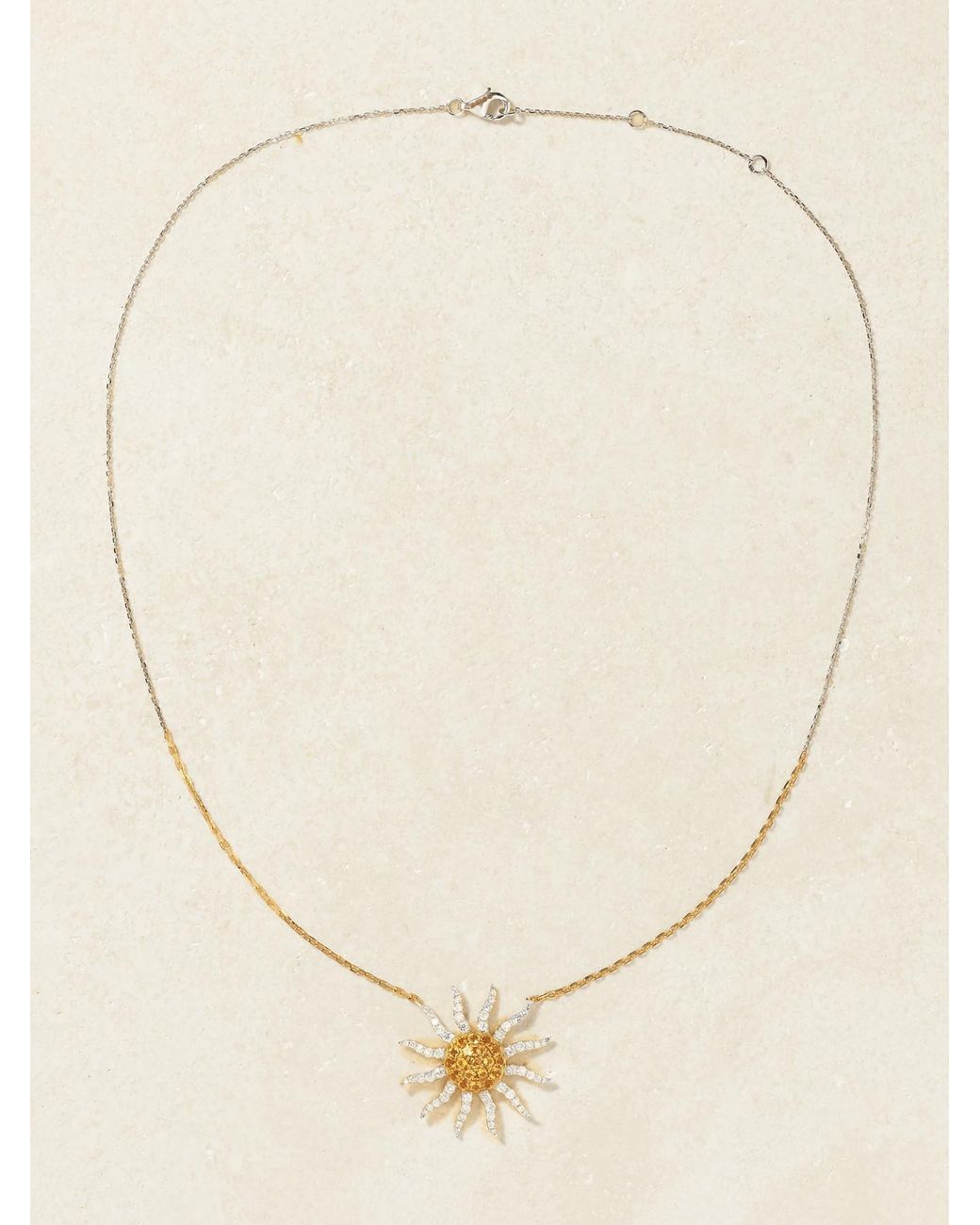 Yvonne Léon Natural Soleil 18-Karat And, Citrine And Diamond Necklace