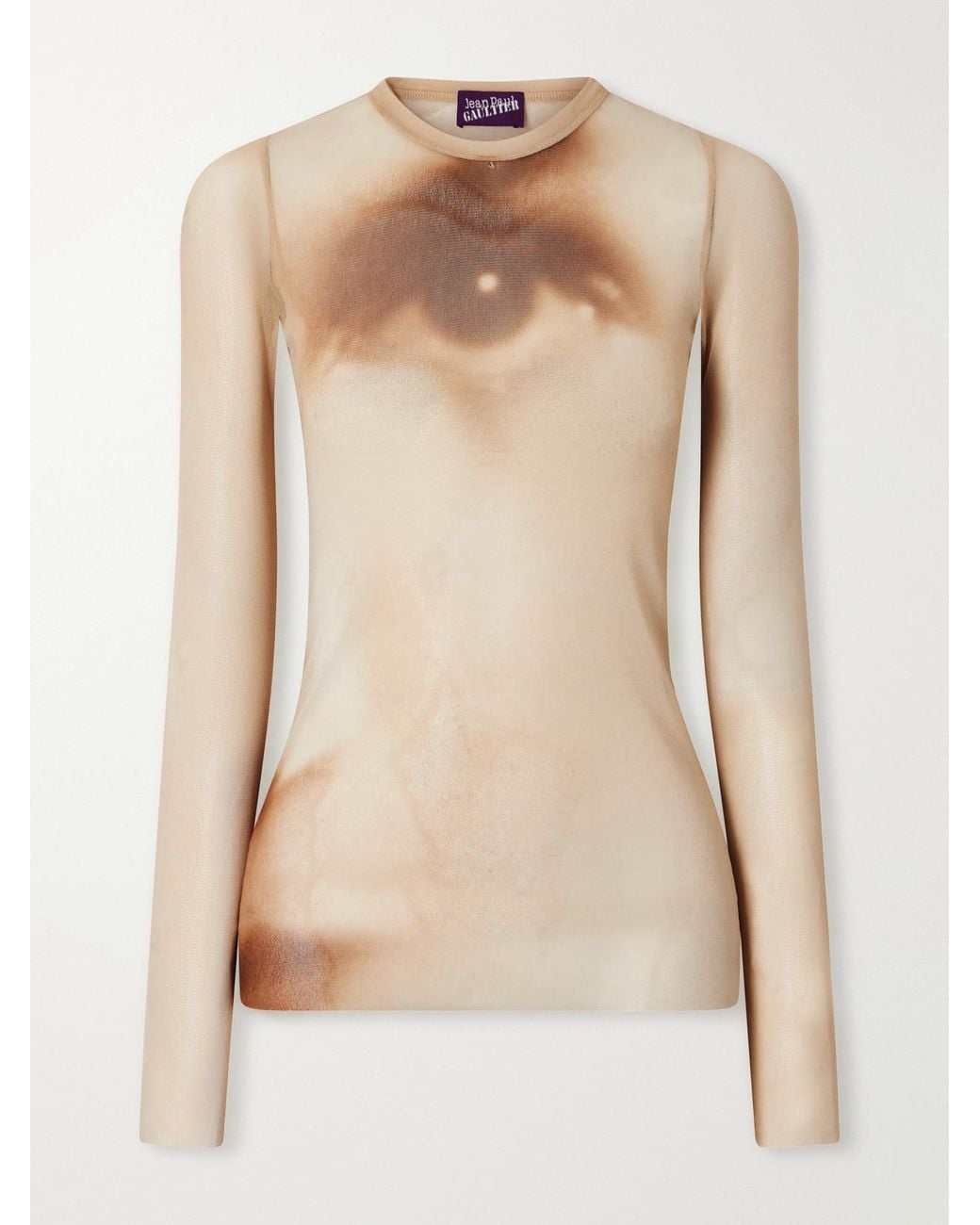 Jean Paul Gaultier Natural Face Printed Mesh Blouse