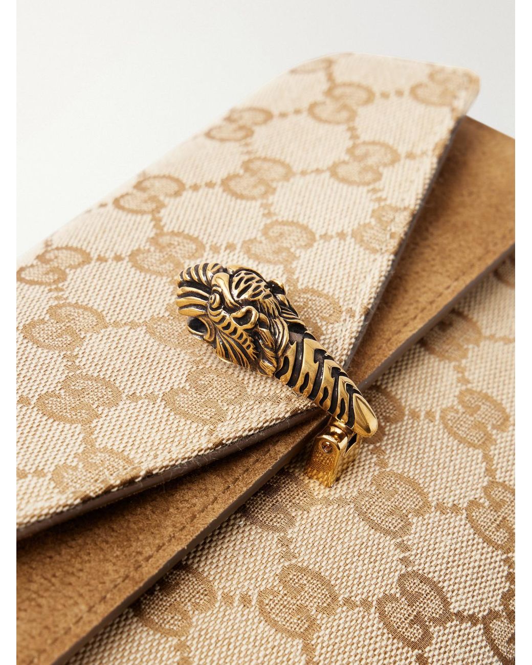 Gucci Natural Dionysus Leather-Trimmed Canvas-Jacquard Shoulder Bag