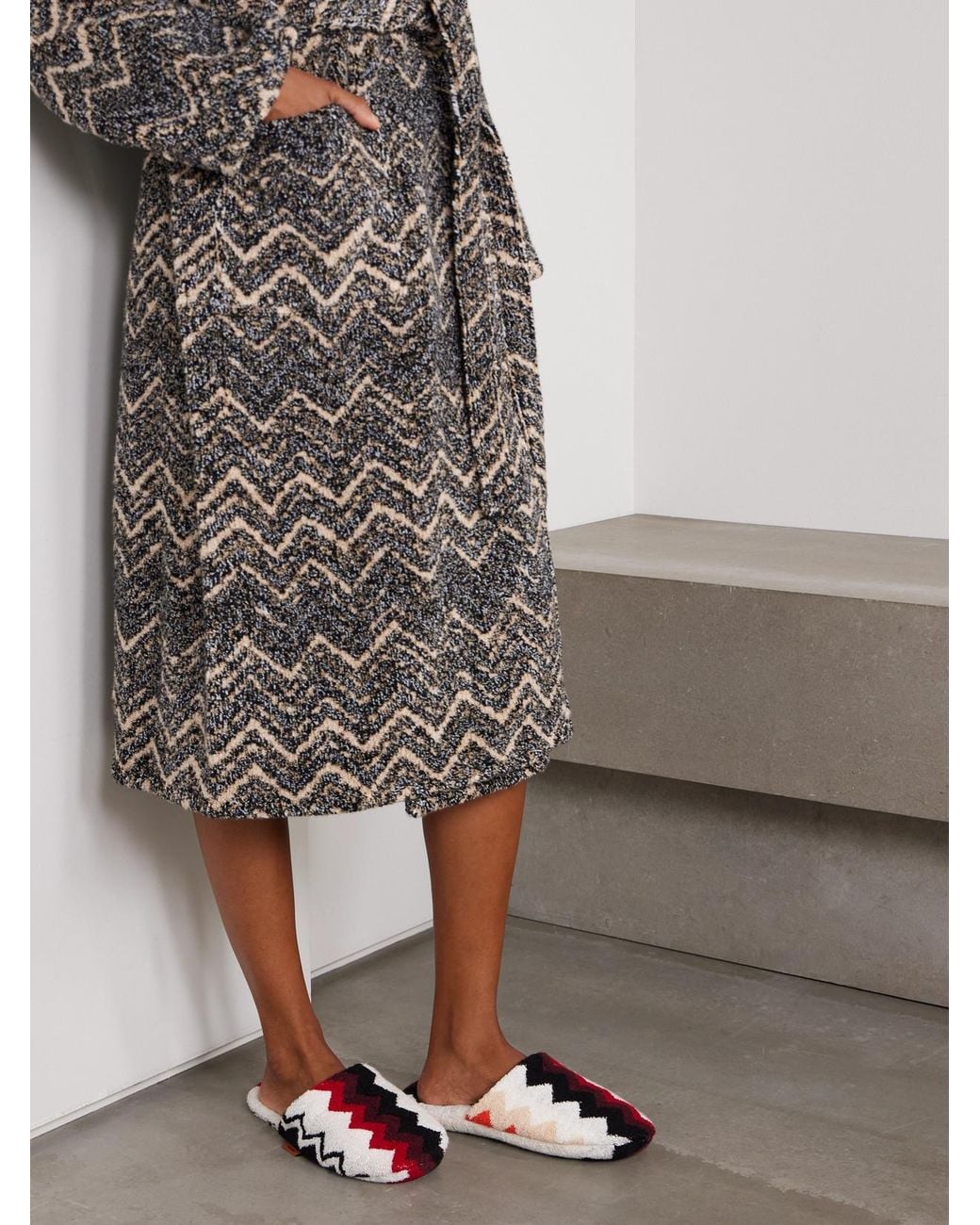 Missoni Red Striped Cotton-Terry Slippers