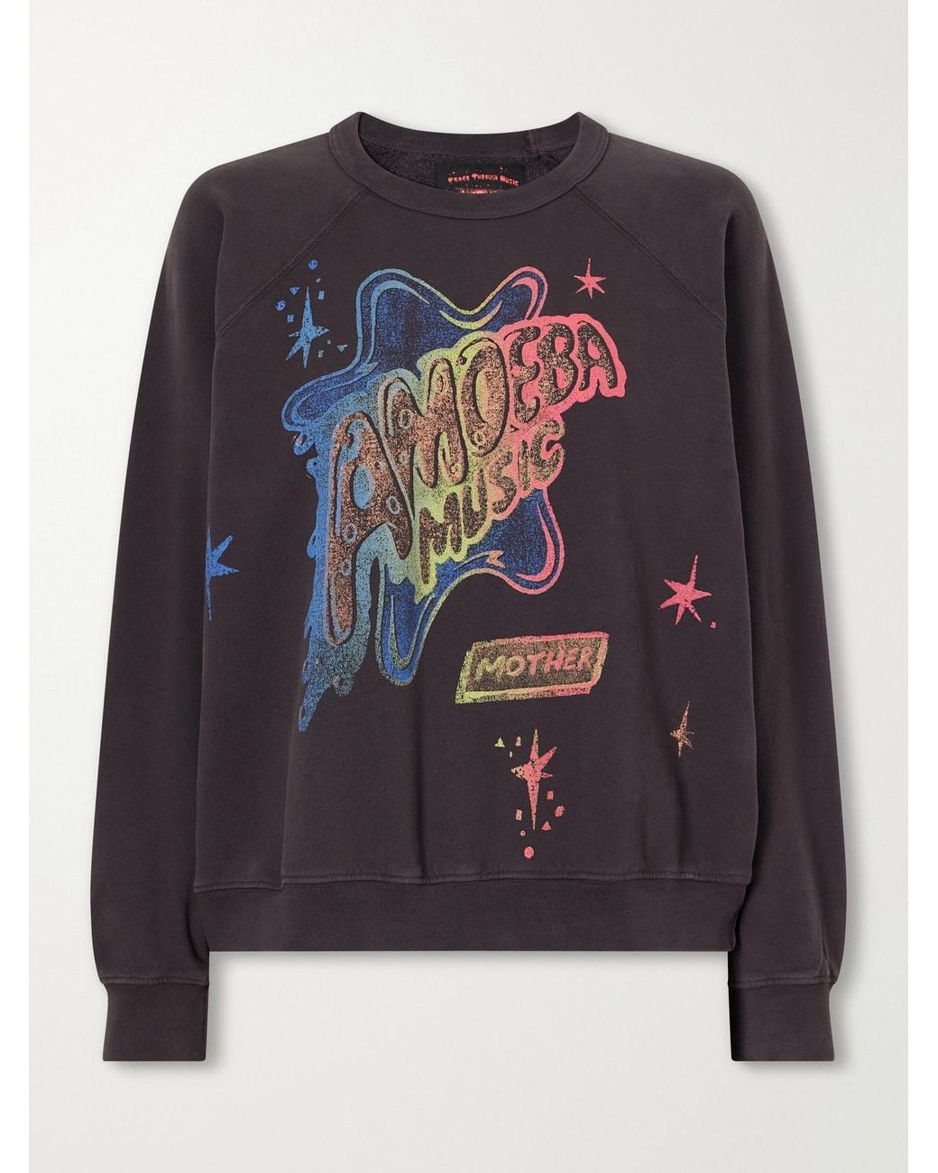 Mother Black Biggie Concert Printed Cotton-Jersey Sweatshirt