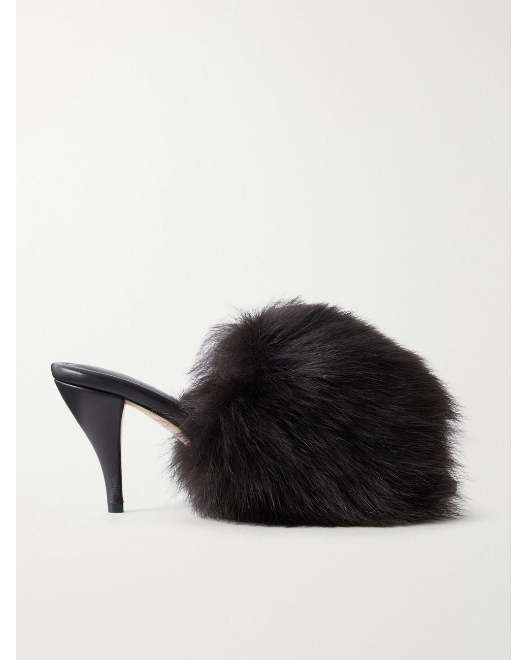 Bottega Veneta Black Cherry Merino Shearling Mules