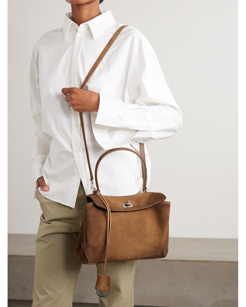 Balenciaga Brown Rodeo Small Suede Top-Handle Bag