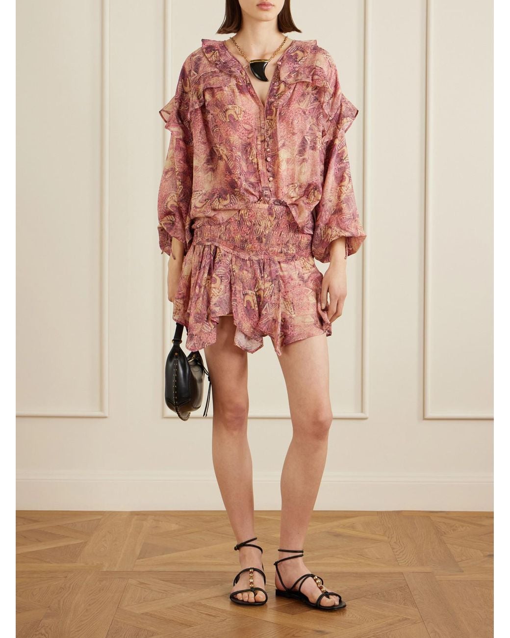 Isabel Marant Pink Charis Silk-Chiffon Blouse